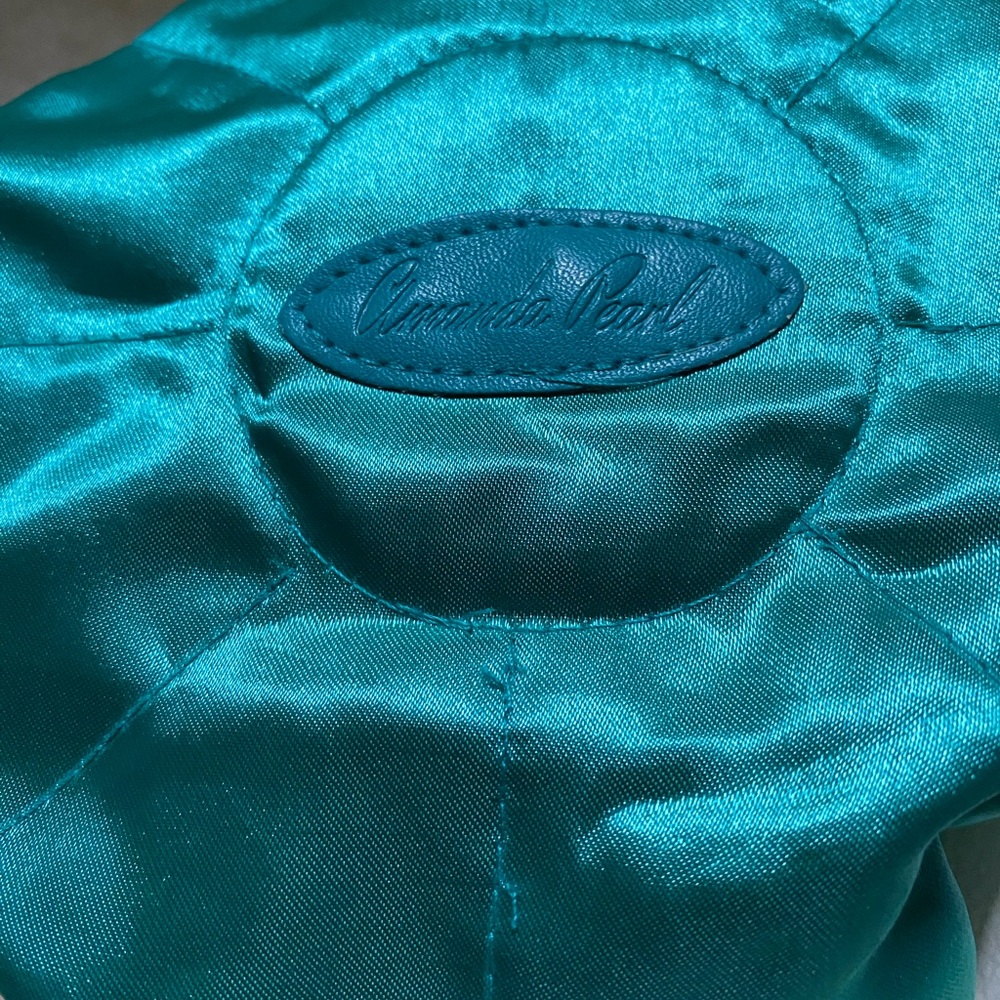 Teal Satin Drawstring Pouch - Picture 3 of 9